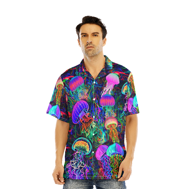 Neon Jellyfish Under The Sea Aloha Hawaiian Shirts For Men & For Women WT1496