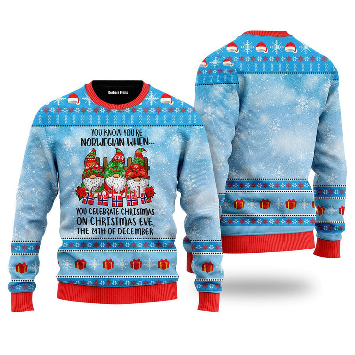 Norwegian Ugly Christmas Sweater | For Men & Women | Adult | US5136-S-Gerbera Prints.