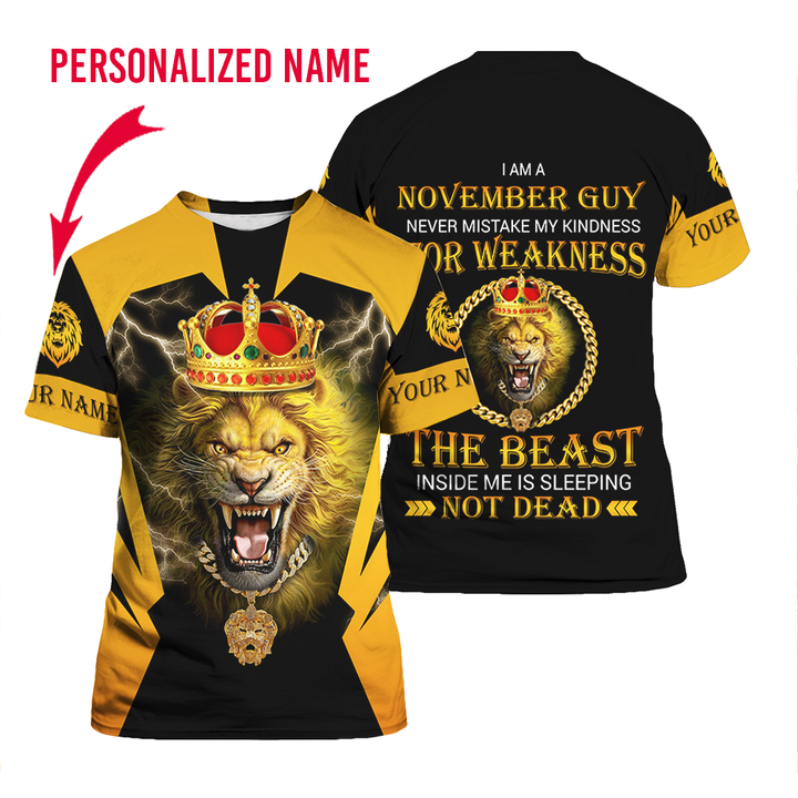 November Guy Lion King Custom Name T Shirt For Men & Women