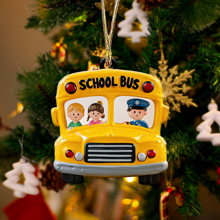 School Bus Personalized Christmas Ornament