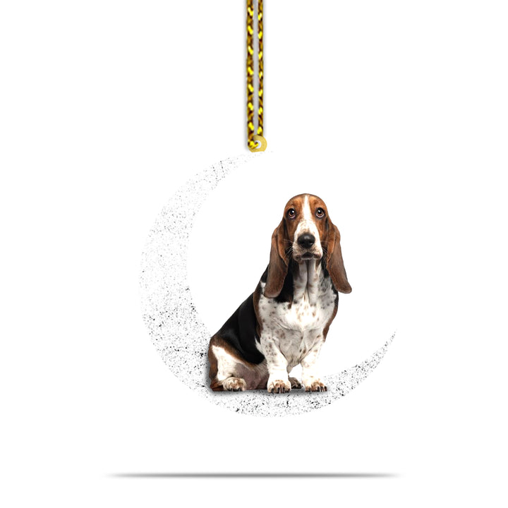 Basset Hound Dog On The Moon Car Ornament CO1474