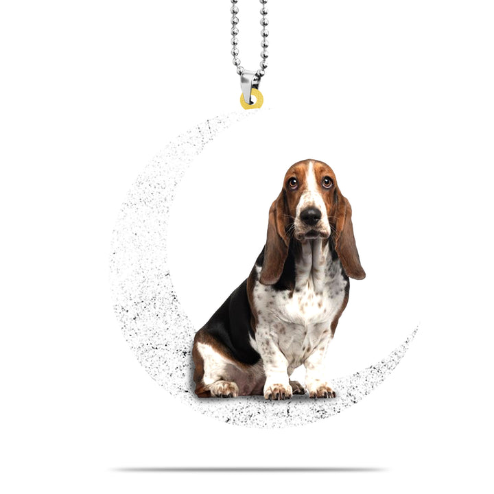 Basset Hound Dog On The Moon Car Ornament CO1474