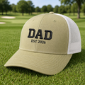 Golf Dad 2026 Embroidered Trucker Hat - Lifestyle, Khaki - White