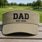 Golf Dad 2026 Embroidered Visor - Front View, Khaki