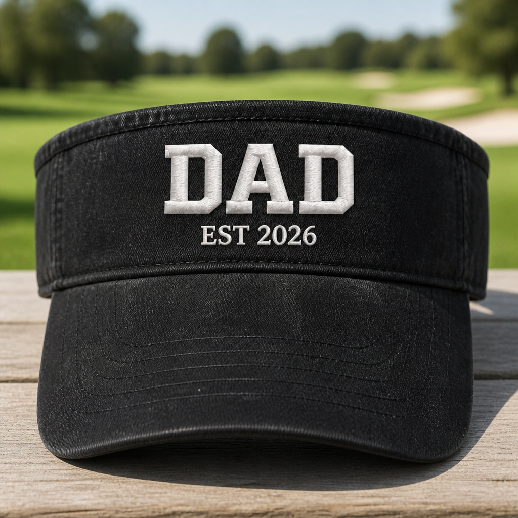 Golf Dad 2026 Embroidered Visor - Front View, Black
