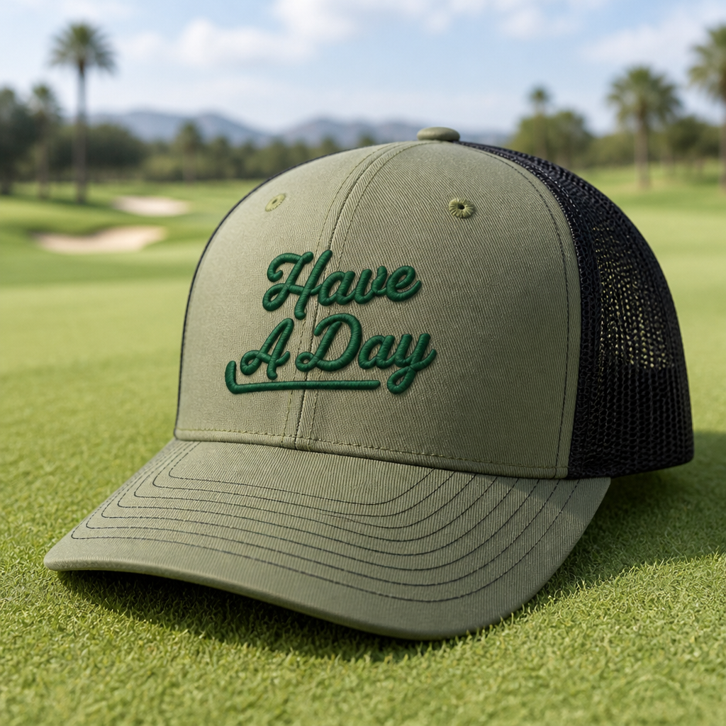Have a day Embroidered Trucker Hat - Lifestyle, Loden - Black