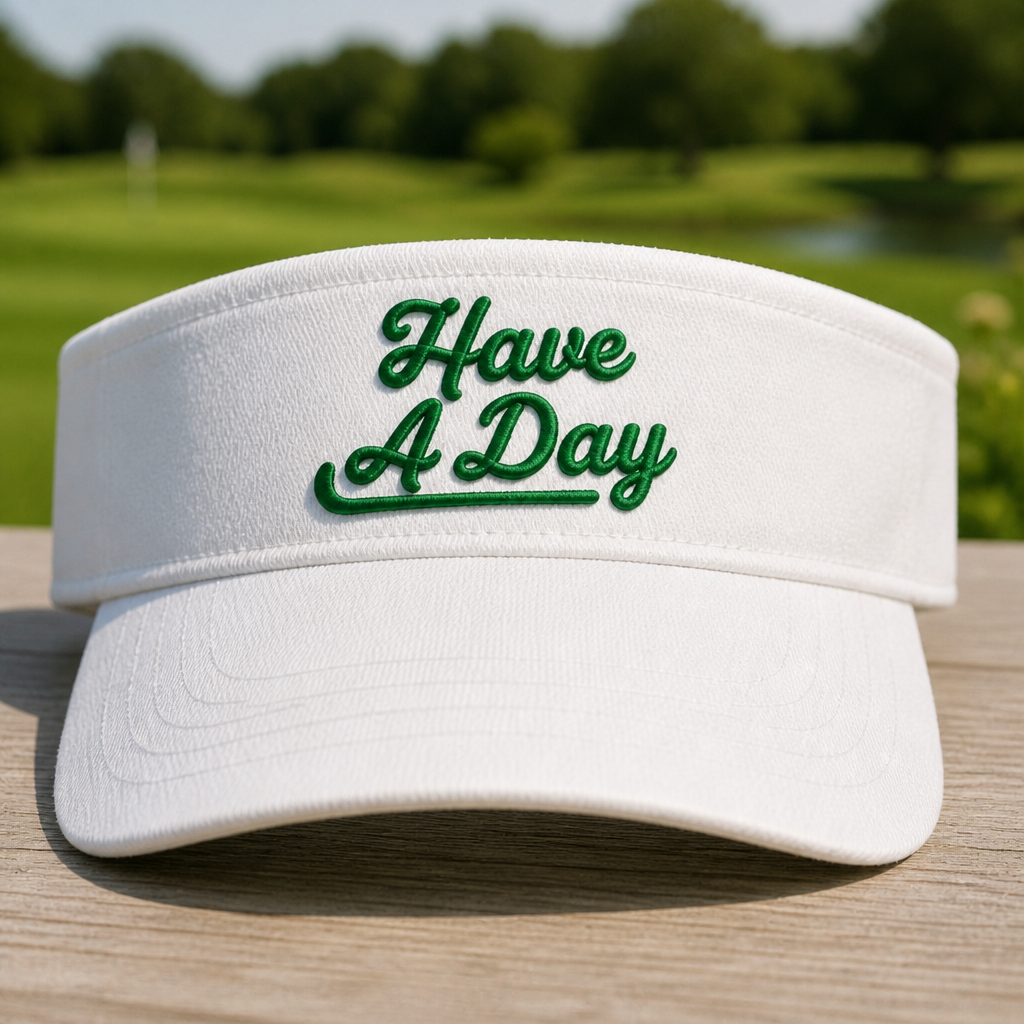 Have a day Embroidered Visor - Front View, White