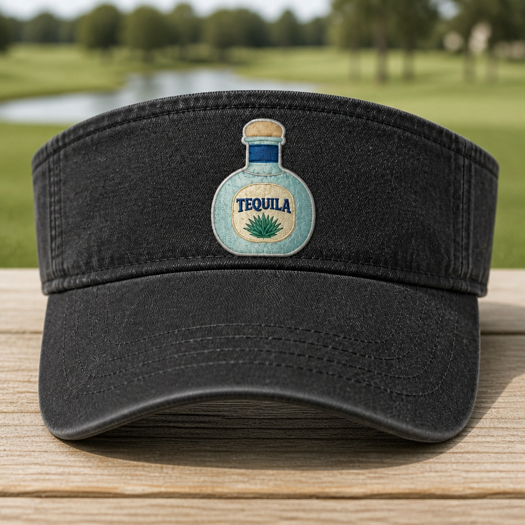 Tequila Blanco Embroidered Visor - Front View, Black