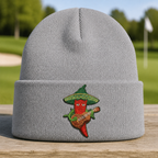 Hot Shot Embroidered Beanie - Front View, Sport Grey