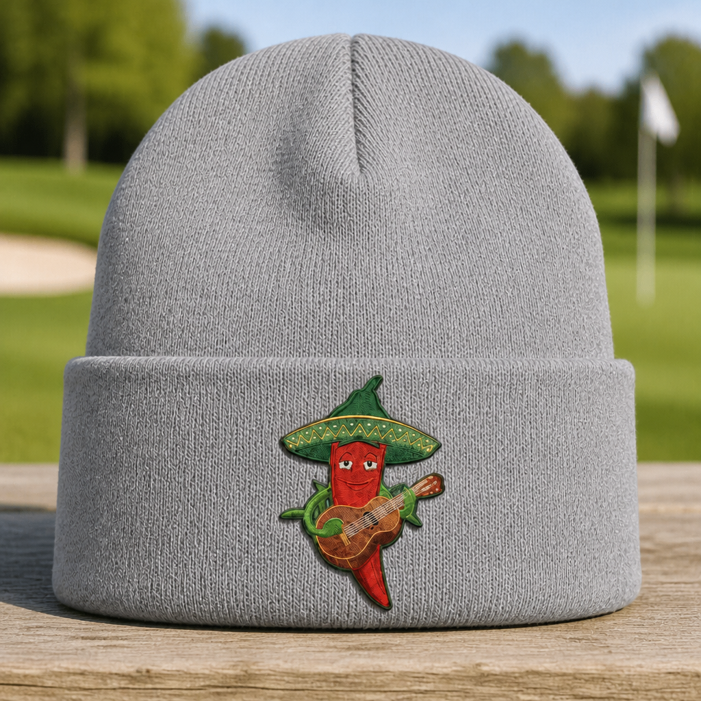 Hot Shot Embroidered Beanie - Front View, Sport Grey