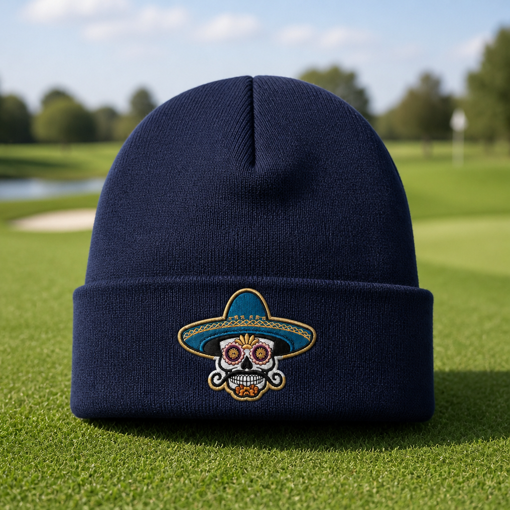 Sombrero Skull Embroidered Beanie - Lifestyle, Navy