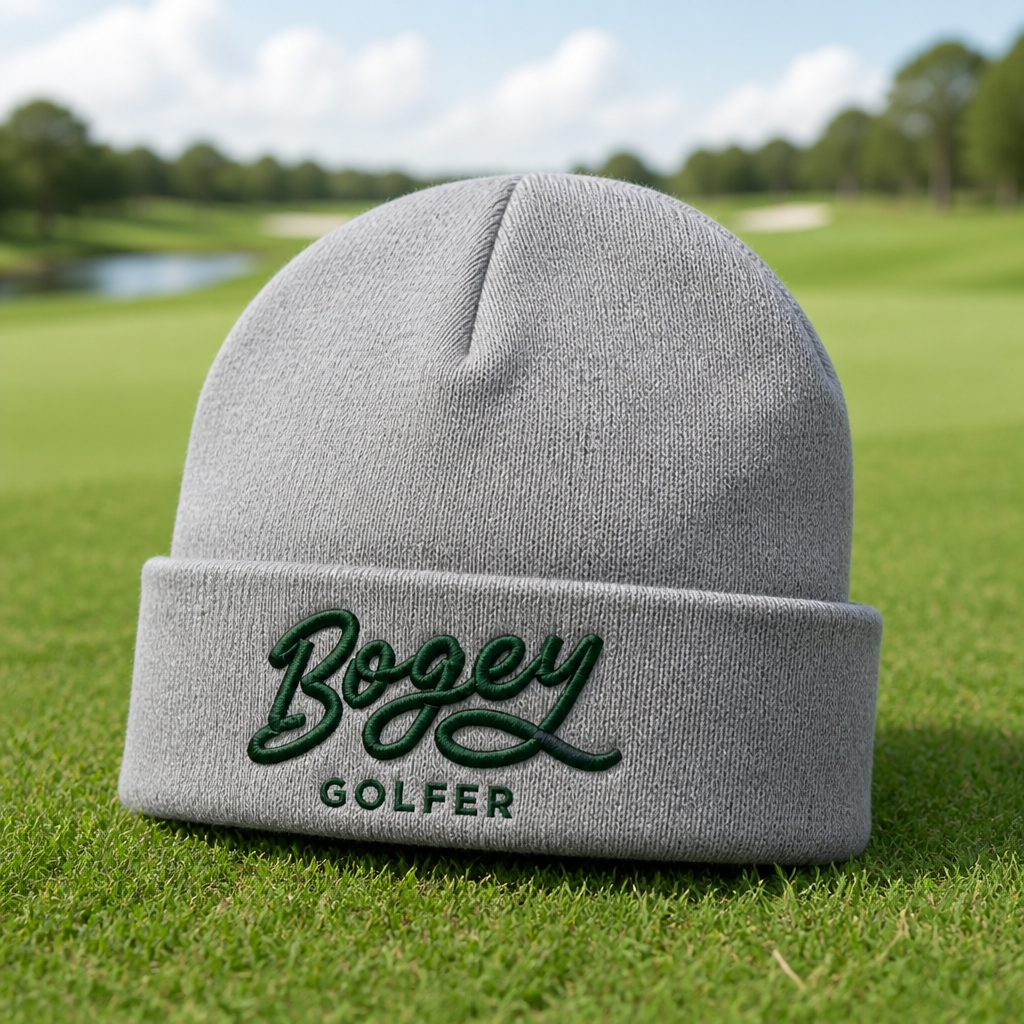 Bogey Golfer Embroidered Beanie - Lifestyle, Sport Grey