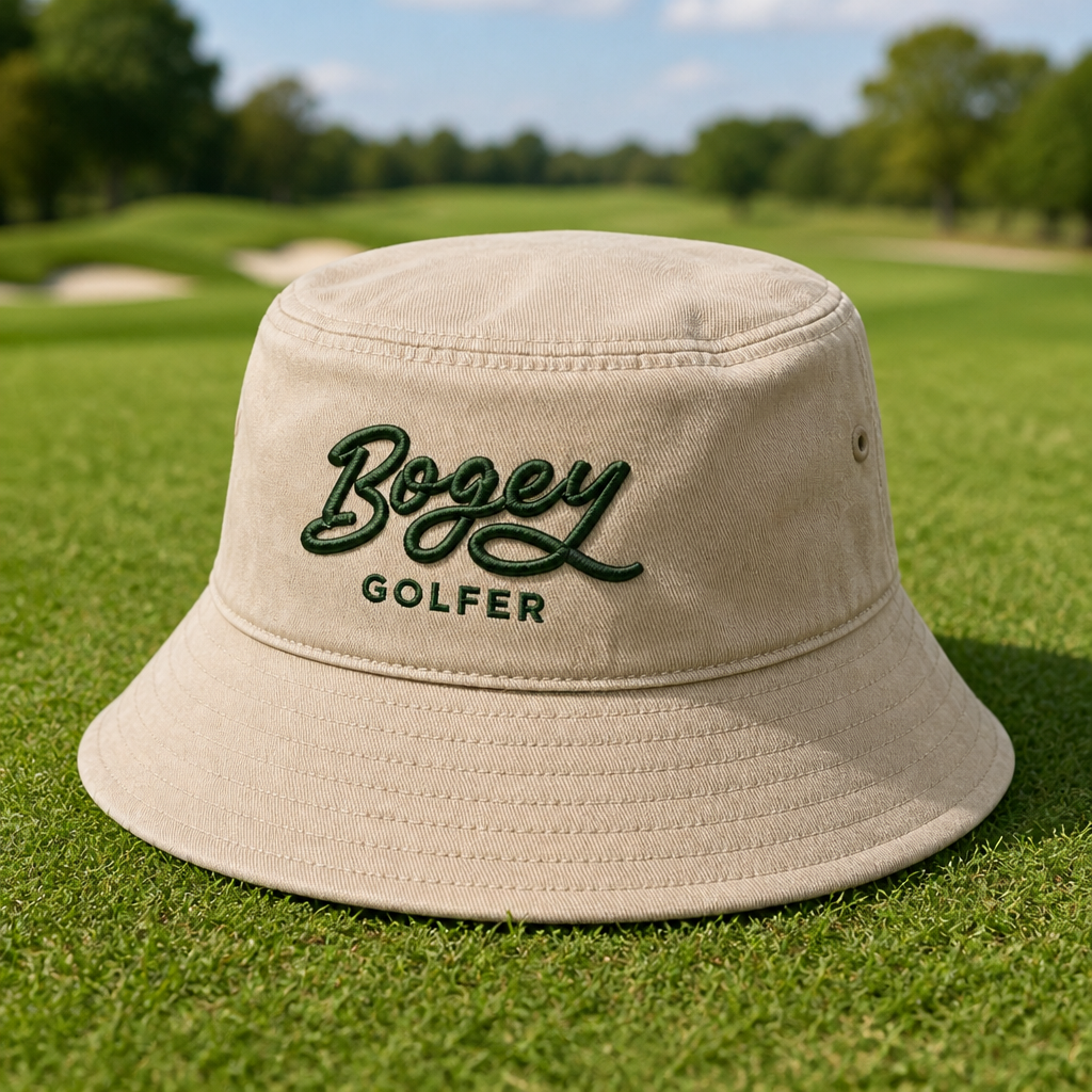 Bogey Golfer Embroidered Bucket Hat - Lifestyle, Khaki