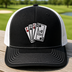 F*CK Embroidered Trucker Hat - Front View, Black - White