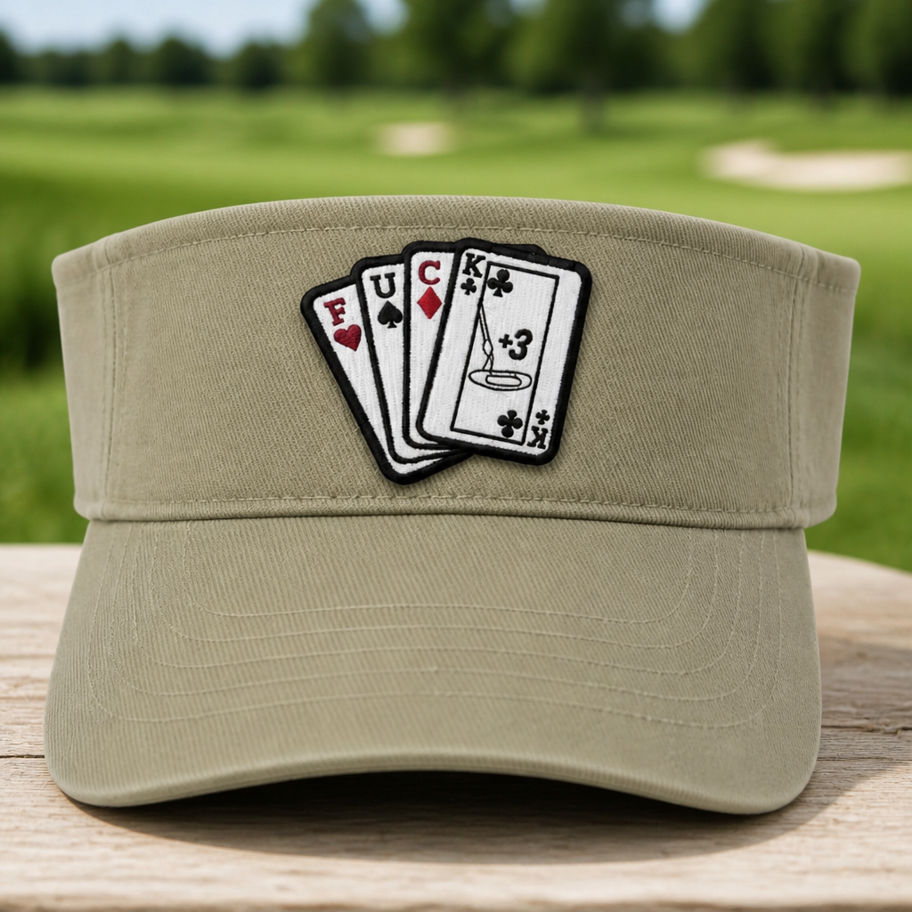 F*CK Embroidered Visor - Front View, Khaki