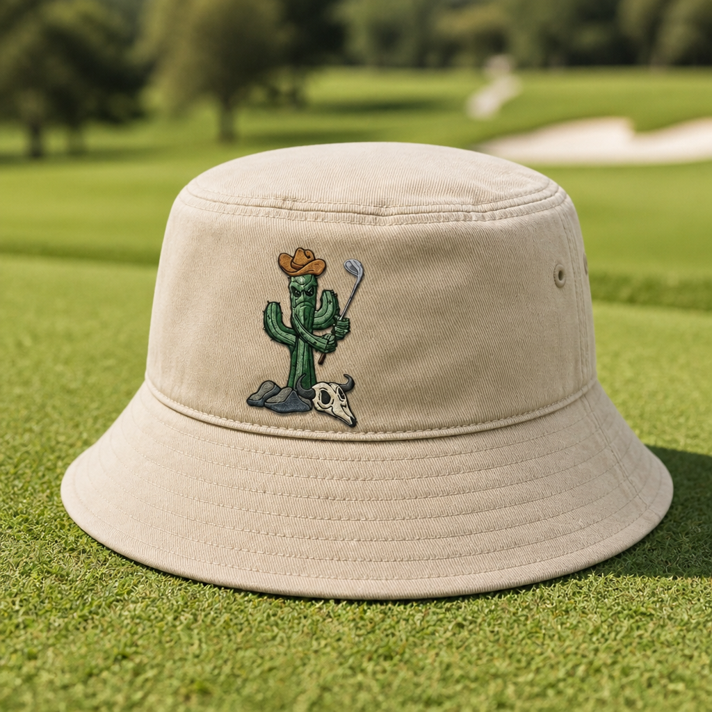 Cactus Caddie Embroidered Bucket Hat - Lifestyle, Khaki