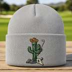Cactus Caddie Embroidered Beanie - Front View, Sport Grey
