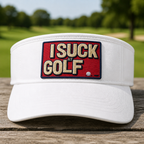 I Suck At Embroidered Visor - Front View, White