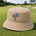 Fairway Palms Embroidered Bucket Hat - Lifestyle, Khaki