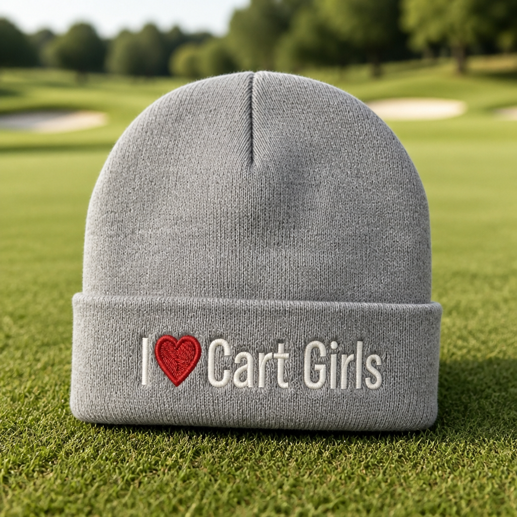 I Heart Cart Girls Embroidered Beanie - Lifestyle, Sport Grey