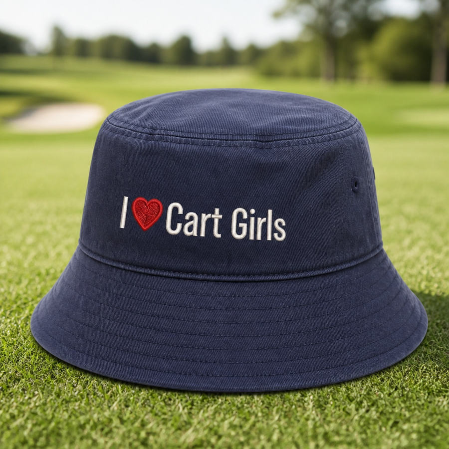 I Heart Cart Girls Embroidered Bucket Hat