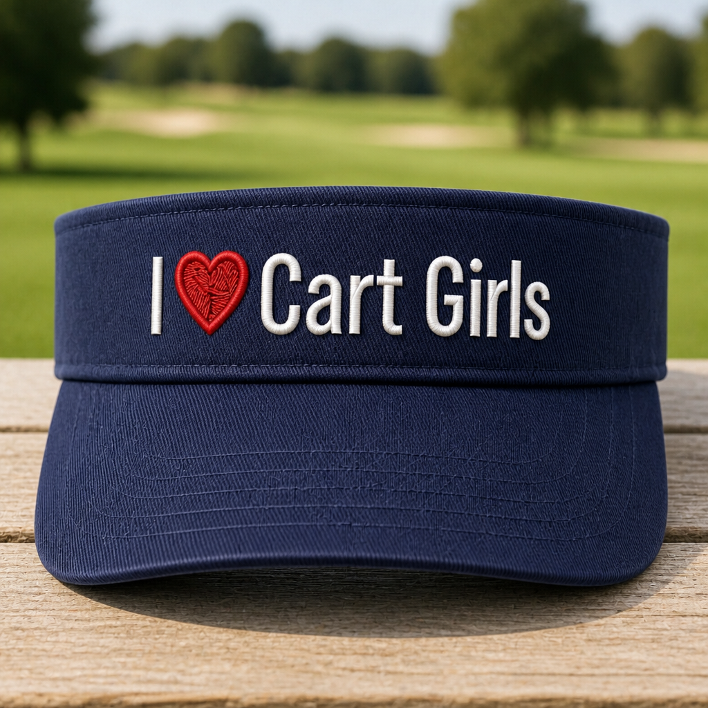 I Heart Cart Girls Embroidered Visor - Front View, White