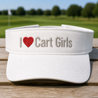 I Heart Cart Girls Embroidered Visor - Front View, White