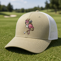 Flamingo Embroidered Trucker Hat - Lifestyle, Khaki - White