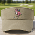 Flamingo Embroidered Visor - Front View, Khaki