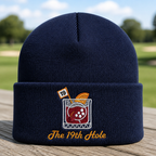 The 19th Hole Embroidered Beanie - Front View, Navy