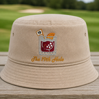 The 19th Hole Embroidered Bucket Hat - Front View, Khaki
