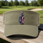 Patriot Caddie Embroidered Visor - Front View, Khaki