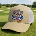 Red, White & Cluck Embroidered Trucker Hat - Lifestyle, Khaki - White