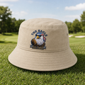 Freedom Has Landed Embroidered Bucket Hat - Lifestyle, Khaki