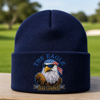 Freedom Has Landed Embroidered Beanie - Front View, Navy