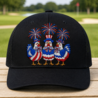 Freedom Pop Embroidered Trucker Hat - Front View, Khaki - White