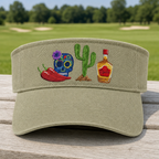 Desert Fiesta Embroidered Visor - Front View, Khaki