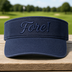 FORE! Embroidered Visor - Front View, Navy