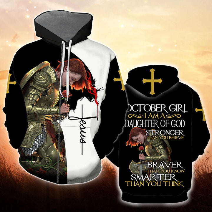 October Girl - I Am A Daughter Of God 3D All Over Print | Unisex | Adult | HP122510-Zip Hoodie-Gerbera Prints.