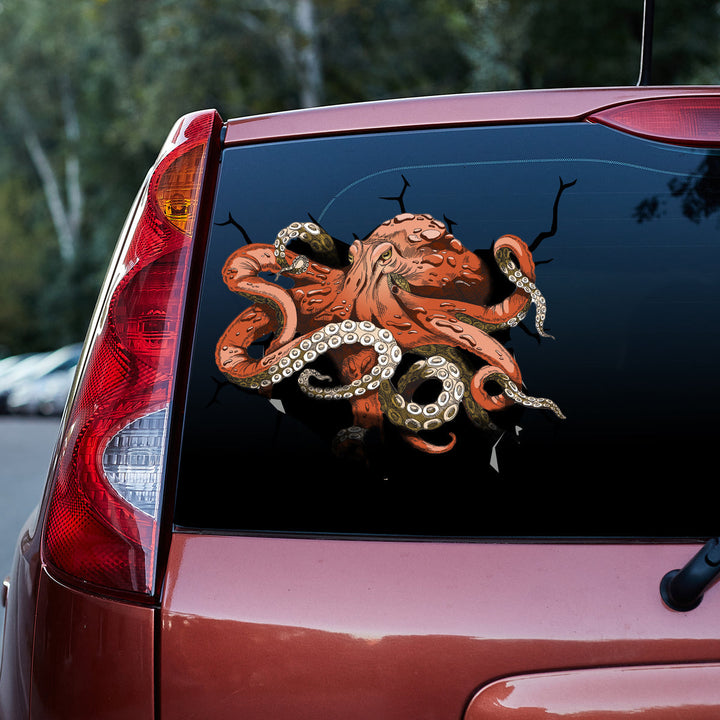 Octopus Cracked Car Decal Sticker | Waterproof | PVC Vinyl | CCS5189-Colorful-Gerbera Prints.