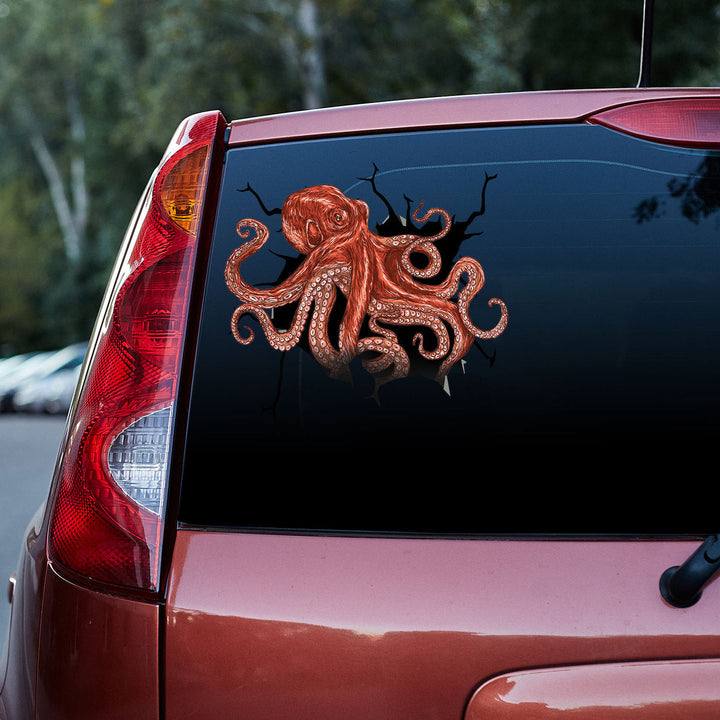 Octopus Monster Cracked Car Decal Sticker | Waterproof | PVC Vinyl | CCS5088-Colorful-Gerbera Prints.