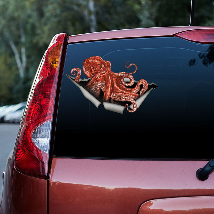 Octopus Monster Cracked Car Decal Sticker | Waterproof | PVC Vinyl | CCS6088-Colorful-Gerbera Prints.