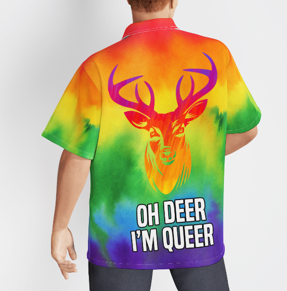 Oh Deer I'm Queer LGBT Rainbow Pride Aloha Hawaiian Shirts For Men And For Women WT2093