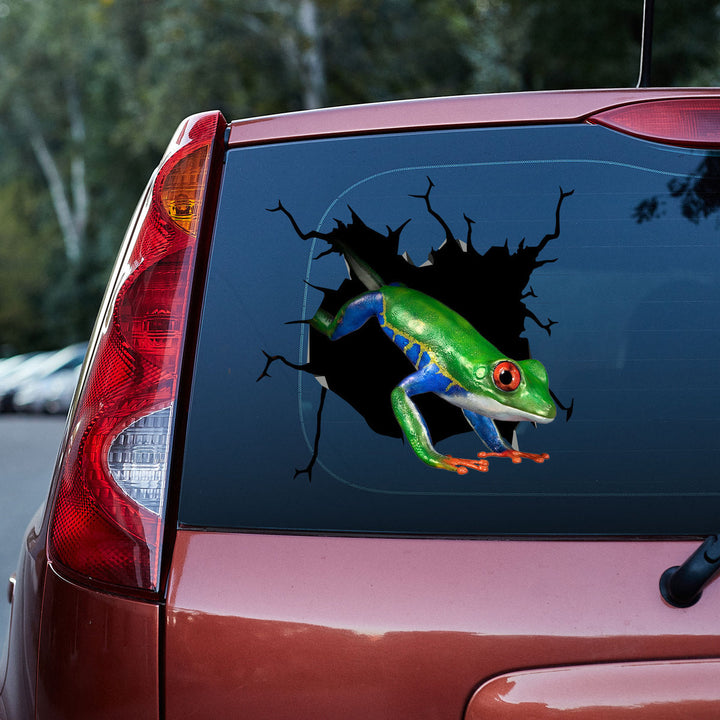 Opp It Tree Frog Cracked Car Decal Sticker | Waterproof | PVC Vinyl | CCS5446-Colorful-Gerbera Prints.
