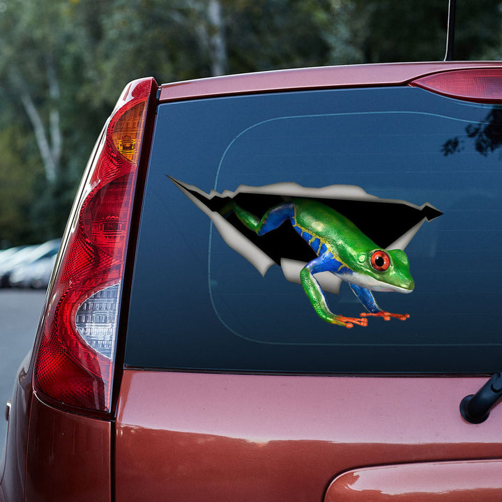 Opp It Tree Frog Cracked Car Decal Sticker | Waterproof | PVC Vinyl | CCS6446-Colorful-Gerbera Prints.