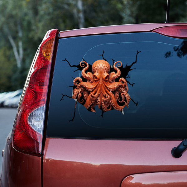 Orange Octopus 3D Vinyl Car Decal Stickers CS8159