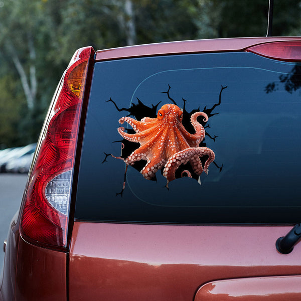 Orange Octopus 3D Vinyl Car Decal Stickers CS8161