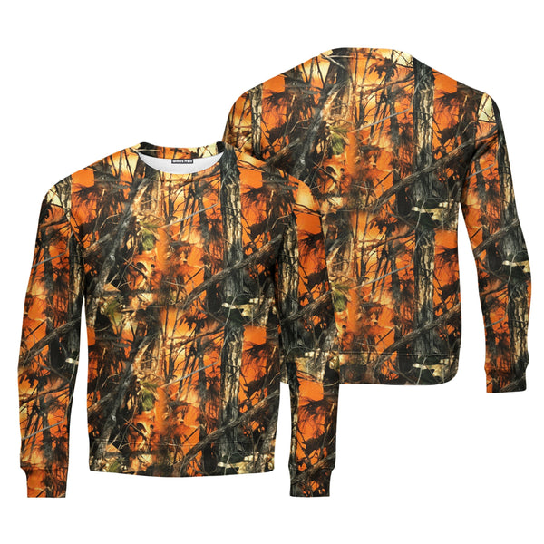 Orange Vintage Camouflage Camo Hunting Crewneck Sweatshirt For Men & Women FHT1143