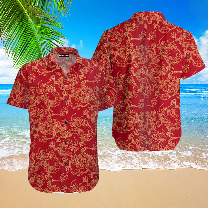 Oriental Dragon Red Hawaiian Shirt