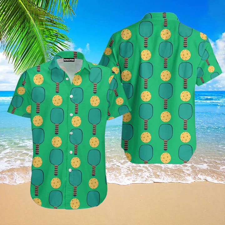 Pickleball Paddles Green Pattern Aloha Hawaiian Shirt